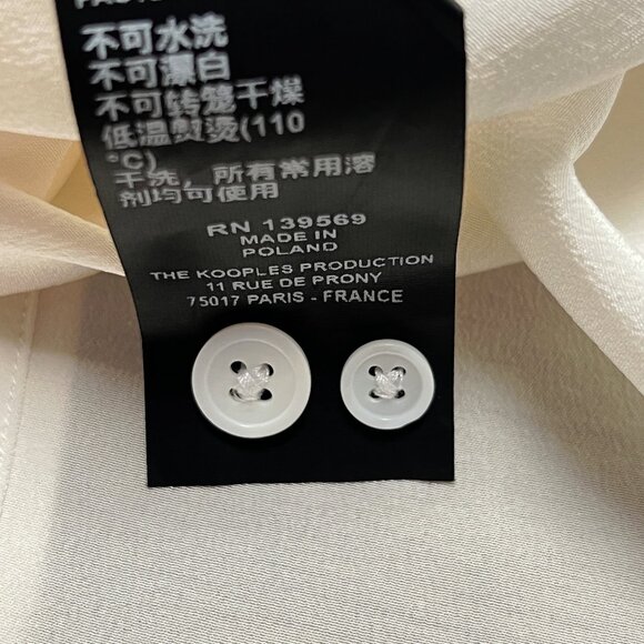 The Kooples white button down Silk Shirt NWOT Slim Long Sleeve Size Large - Picture 11 of 13